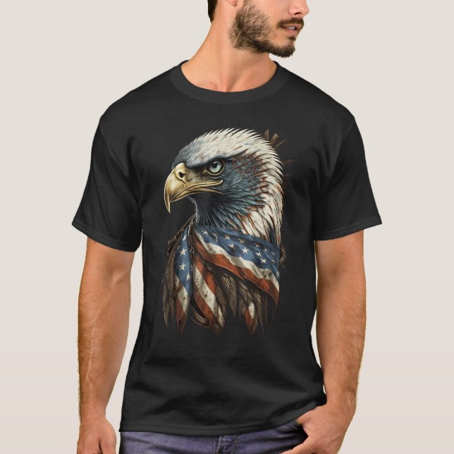 Patriotic Bald Eagle 4th Of July Men USA American  T-Shirt (Front)