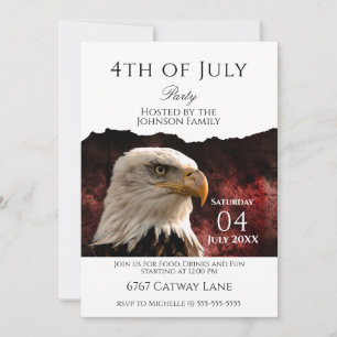 Patriotic Bald Eagle 4th of July Party Invitation
