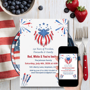 Patriotic Bald Eagle America 250th 4th of July Invitation