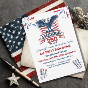  Patriotic Bald Eagle America 250th 4th of July Invitation