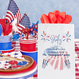Patriotic Bald Eagle America 250th 4th of July Medium Gift Bag