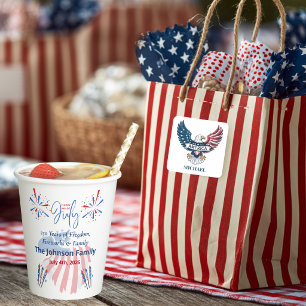 Patriotic Bald Eagle America 250th 4th of July Paper Cups
