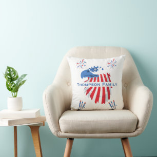 Patriotic Bald Eagle America 250th 4th of July Throw Pillow