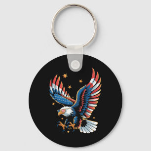 Patriotic Bald Eagle American Flag 4th Of July Eag Keychain