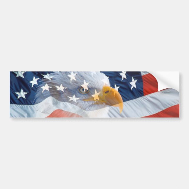 Patriotic Bald Eagle American Flag Bumper Sticker (Front)