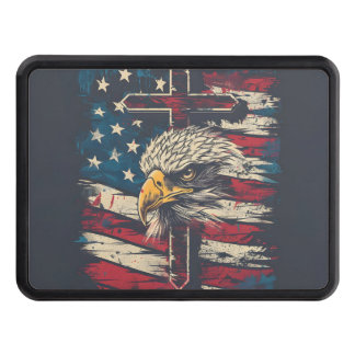 Patriotic Bald Eagle American flag cross  Trailer Hitch Cover