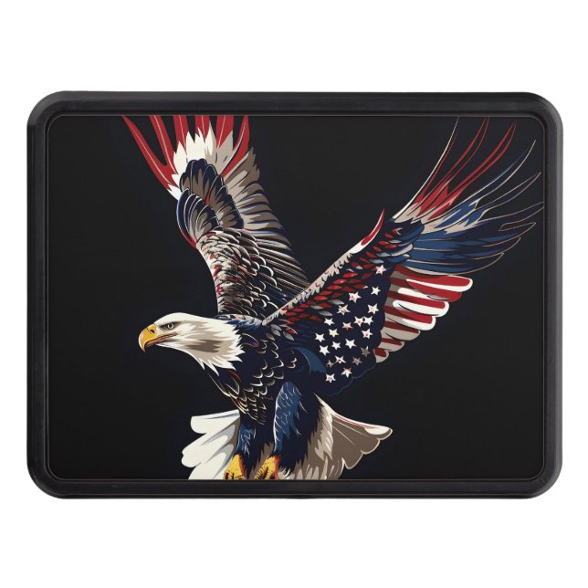 Patriotic Bald Eagle American flag hitch cover (Front)