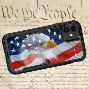 Patriotic Bald Eagle American Flag Monogrammed OtterBox Symmetry iPhone 8 Plus/7 Plus Case
