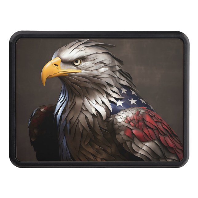 Patriotic Bald Eagle American flag Trailer Hitch Cover (Front)