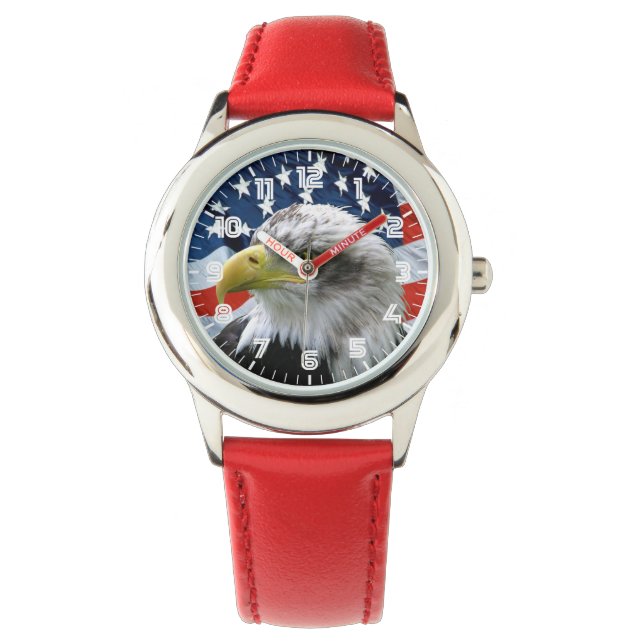Patriotic Bald Eagle American Flag Watch (Front)