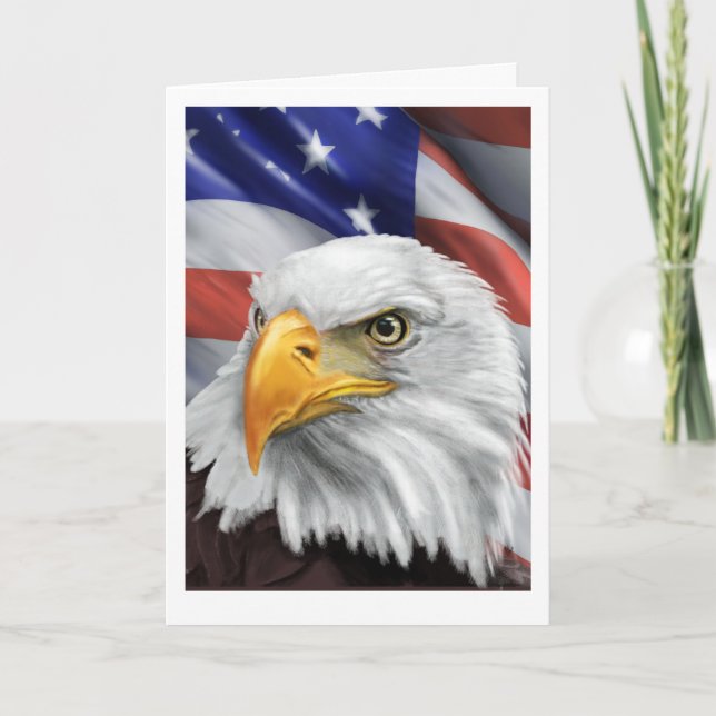 Patriotic Bald Eagle Blank Greeting Card (Front)
