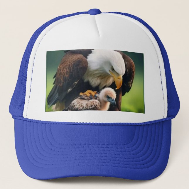 Patriotic Bald Eagle Father’s Day Wildlife Gift Trucker Hat (Front)