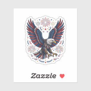Patriotic Bald Eagle Fireworks Vintage Vector Desi