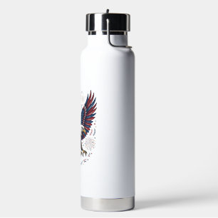 Patriotic Bald Eagle Fireworks Vintage Vector Desi Water Bottle