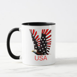Patriotic Bald Eagle Flying Design Mug