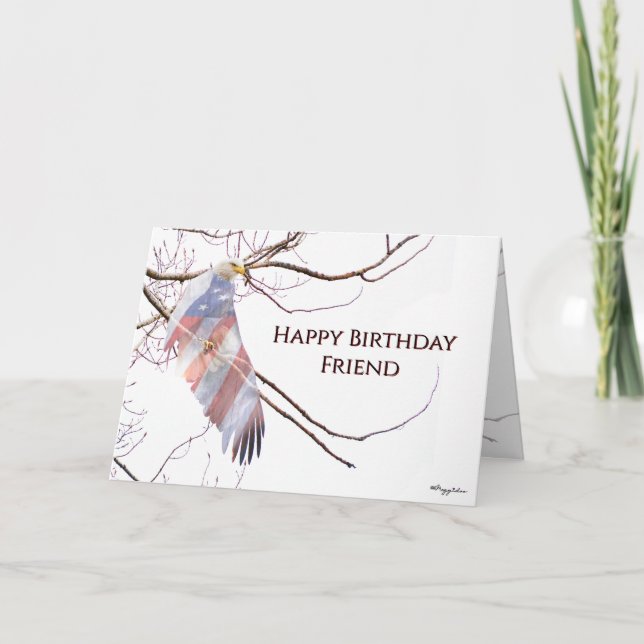 Patriotic Bald Eagle Happy Birthday Card (Front)