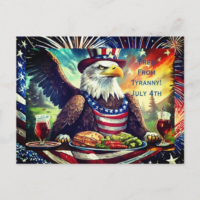 Patriotic Bald Eagle July 4th Postcard (Front)