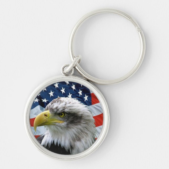 Patriotic Bald Eagle Keychain (Front)
