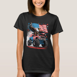 Patriotic Bald Eagle Monster Truck Red White Blue T-Shirt