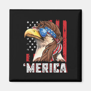 Patriotic Bald Eagle Mullet Merica Usa Flag 4th Of Magnet