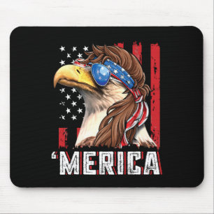 Patriotic Bald Eagle Mullet Merica Usa Flag 4th Of Mouse Pad