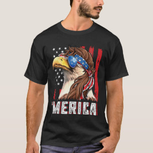 Patriotic Bald Eagle Mullet Merica Usa Flag 4th Of T-Shirt