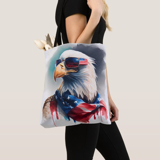 Patriotic Bald Eagle Tote Bag (Close Up)