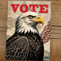 Patriotic Bald Eagle Vote American Flag Vintage