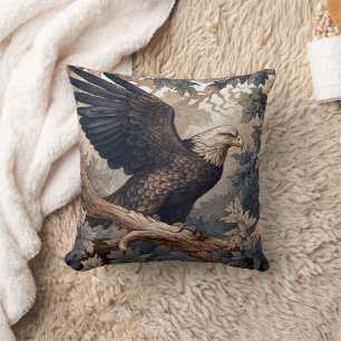Patriotic Bald Eagle, William Morris Style  Throw Pillow