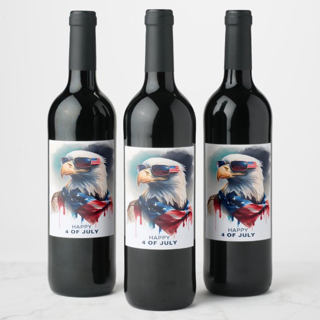 Patriotic Bald Eagle Wine Label (Bottles)