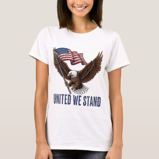 Patriotic Bald Eagle with American Flag T-Shirt