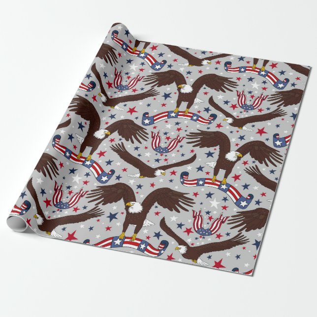 Patriotic Bald Eagle wrapping paper  (Unrolled)