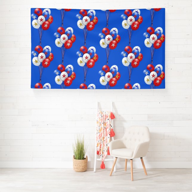 Patriotic Balloons Red, White and Blue Pattern Banner (Insitu)