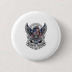Patriotic Bandana Rocker Old Glory Music Rock Meta 2 Inch Round Button