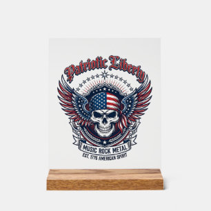 Patriotic Bandana Rocker Old Glory Music Rock Meta Acrylic Sign