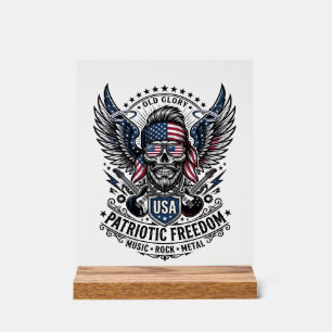 Patriotic Bandana Rocker Old Glory Music Rock Meta Acrylic Sign