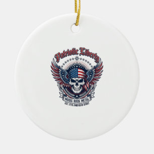 Patriotic Bandana Rocker Old Glory Music Rock Meta Ceramic Ornament