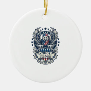 Patriotic Bandana Rocker Old Glory Music Rock Meta Ceramic Ornament