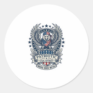 Patriotic Bandana Rocker Old Glory Music Rock Meta Classic Round Sticker