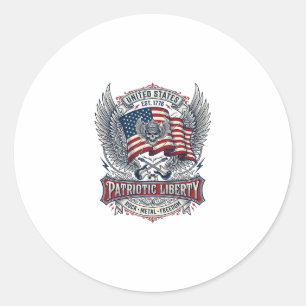 Patriotic Bandana Rocker Old Glory Music Rock Meta Classic Round Sticker