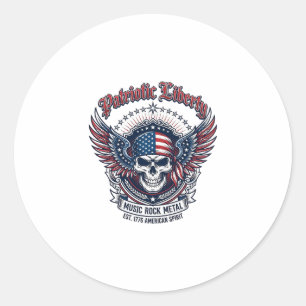 Patriotic Bandana Rocker Old Glory Music Rock Meta Classic Round Sticker