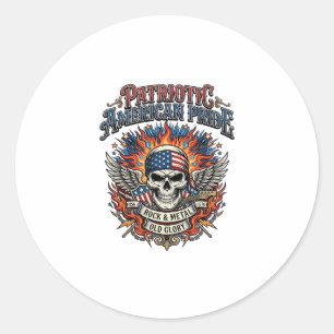 Patriotic Bandana Rocker Old Glory Music Rock Meta Classic Round Sticker