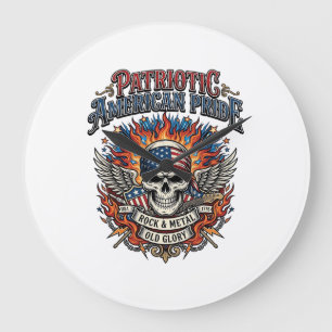 Patriotic Bandana Rocker Old Glory Music Rock Meta Large Clock