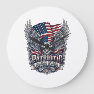 Patriotic Bandana Rocker Old Glory Music Rock Meta Large Clock