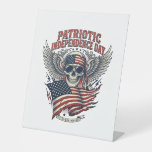 Patriotic Bandana Rocker Old Glory Music Rock Meta Pedestal Sign