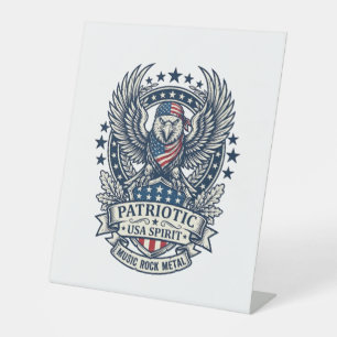 Patriotic Bandana Rocker Old Glory Music Rock Meta Pedestal Sign