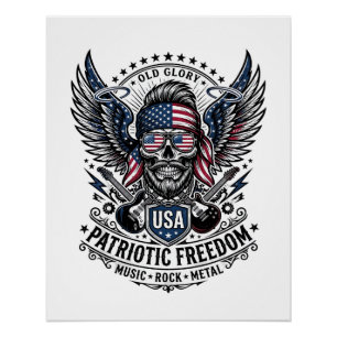 Patriotic Bandana Rocker Old Glory Music Rock Meta Poster