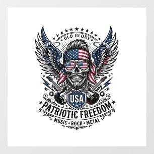 Patriotic Bandana Rocker Old Glory Music Rock Meta Window Cling
