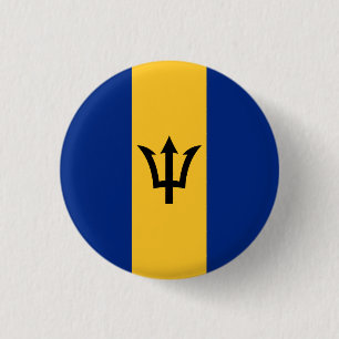 Patriotic Barbados Flag 1 Inch Round Button