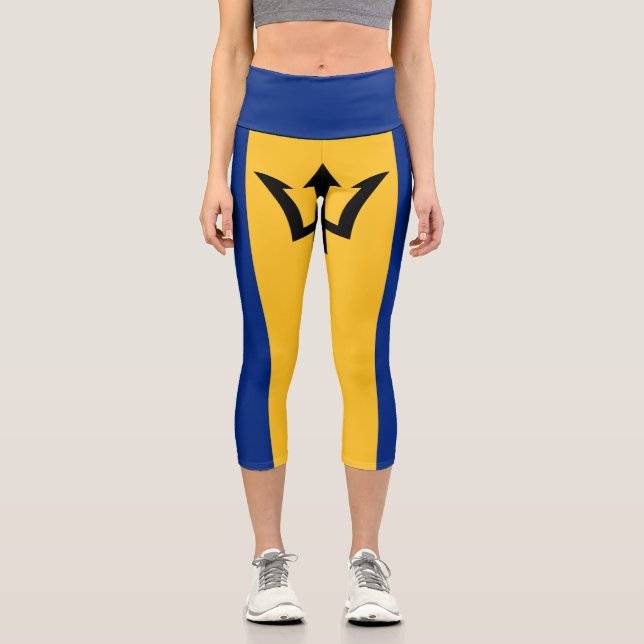 Patriotic Barbados Flag Capri Leggings (Front)